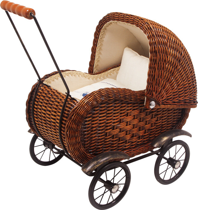 legler grey wicker dolls pram